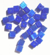 30 6mm Sapphire Fiber Optic Cat Eye Cube Beads